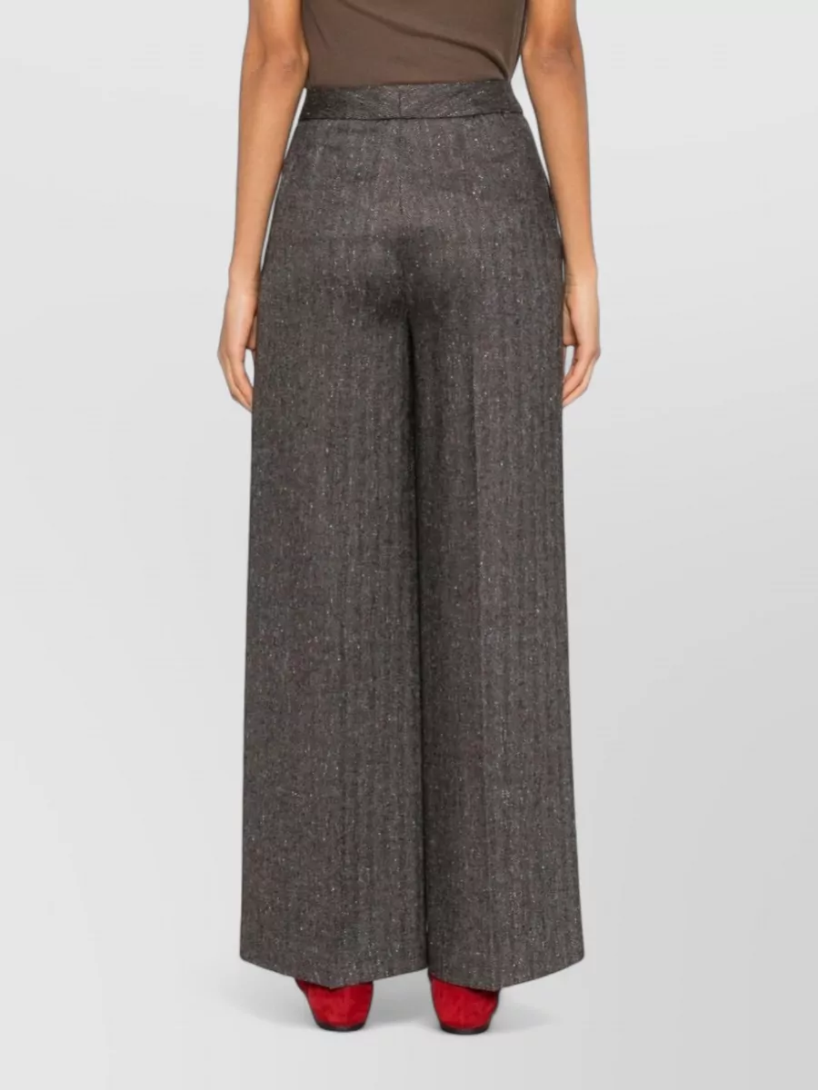 Via Masini 80 Textured Wide-Leg Trousers