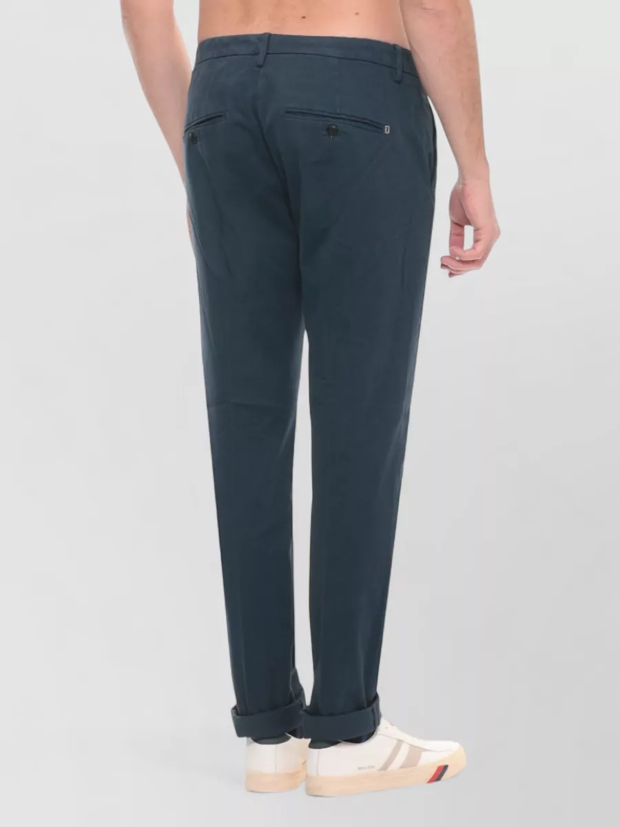 Dondup Straight Cotton Trousers Side And Back Pockets