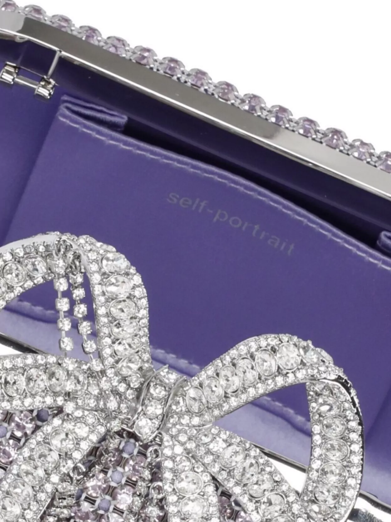 Self-Portrait Rhinestone Bow Oval Clutch Bag