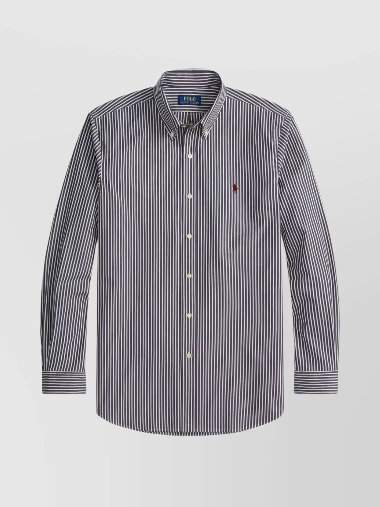Polo Ralph Lauren Striped Pattern Button-down Collar Long Sleeves In Blue