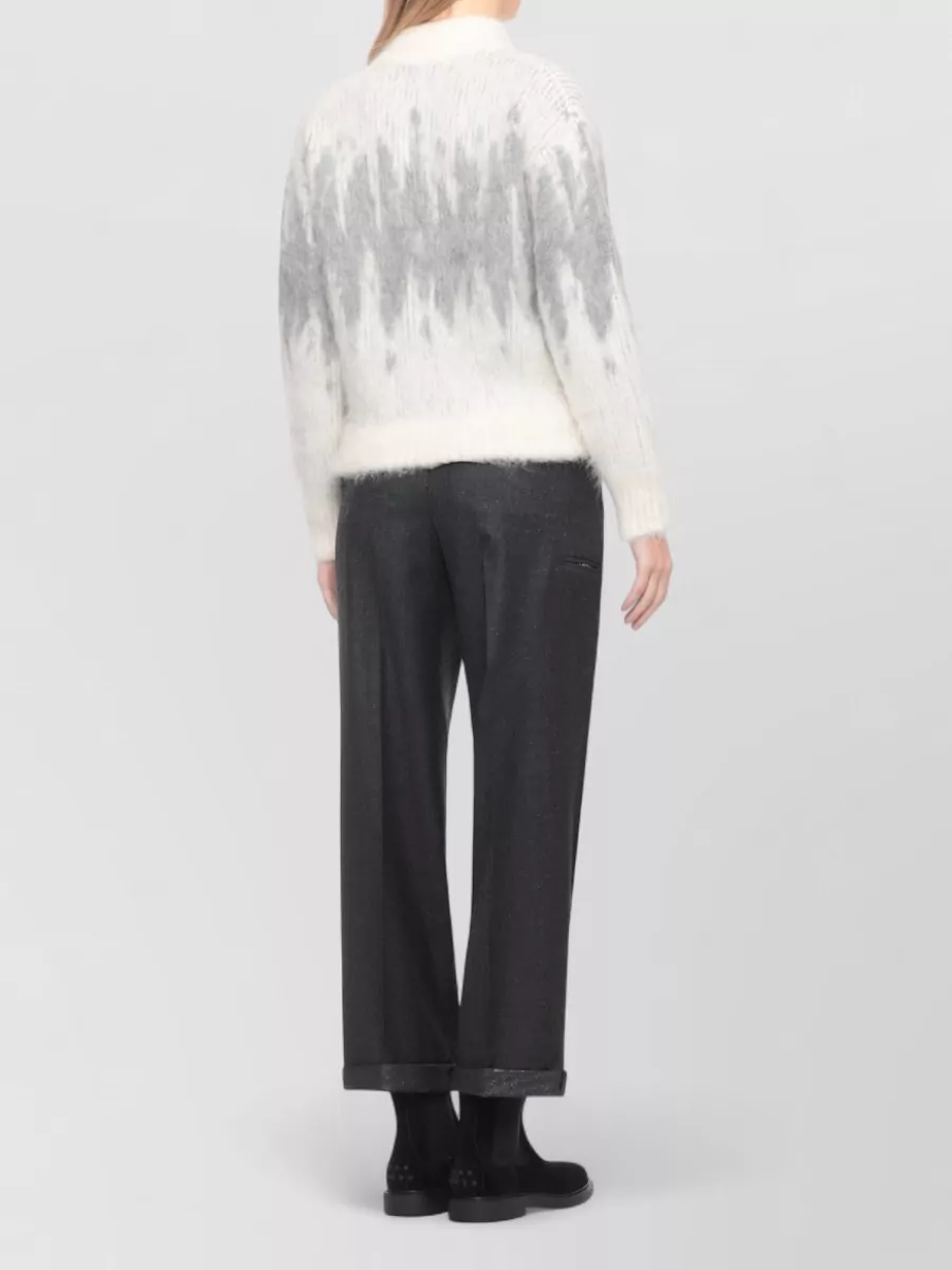 Peserico Long Sleeve Round Neck Alpaca Sweater