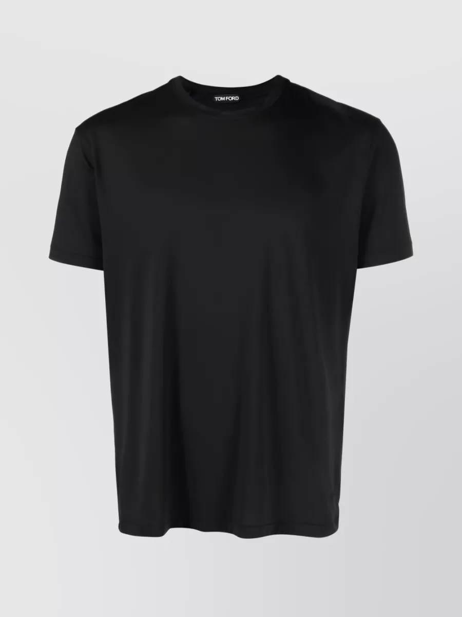 Shop Tom Ford Cotton-lyocell Blend Round-neck T-shirt In Black