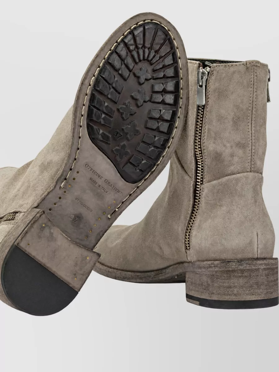 Officine Creative Suede Leather Zipped Ankle Boots