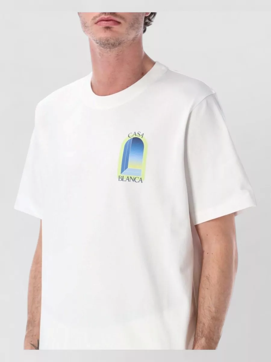 Casablanca Organic Cotton Ribbed Crew Neck Relaxed-Fit Short-Sleeve T-Shirt