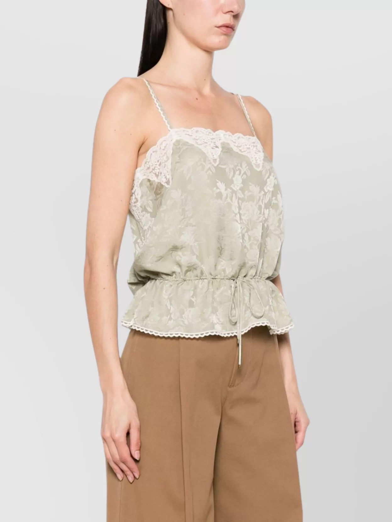 Chloé Silk Top With Drawstring Waist And Floral Pattern