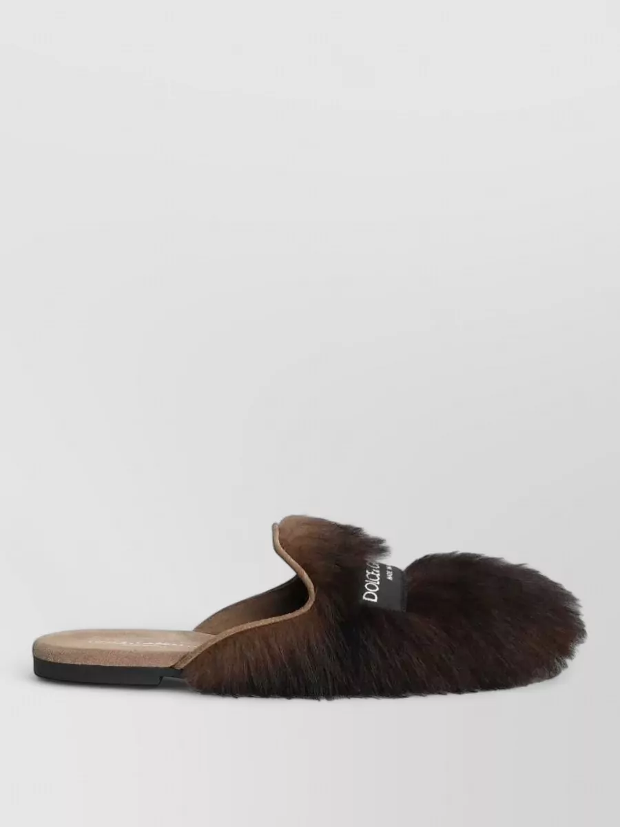 Dolce&Gabbana Shearling And Suede Slippers