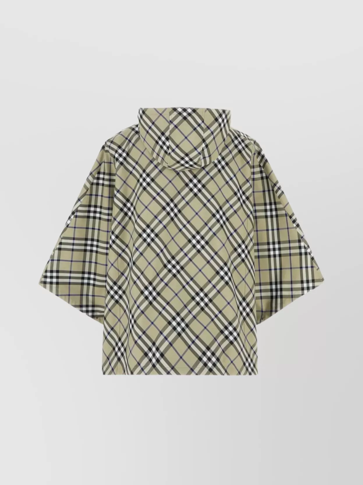 Burberry Embroidered Twill Cape Checkered Pattern