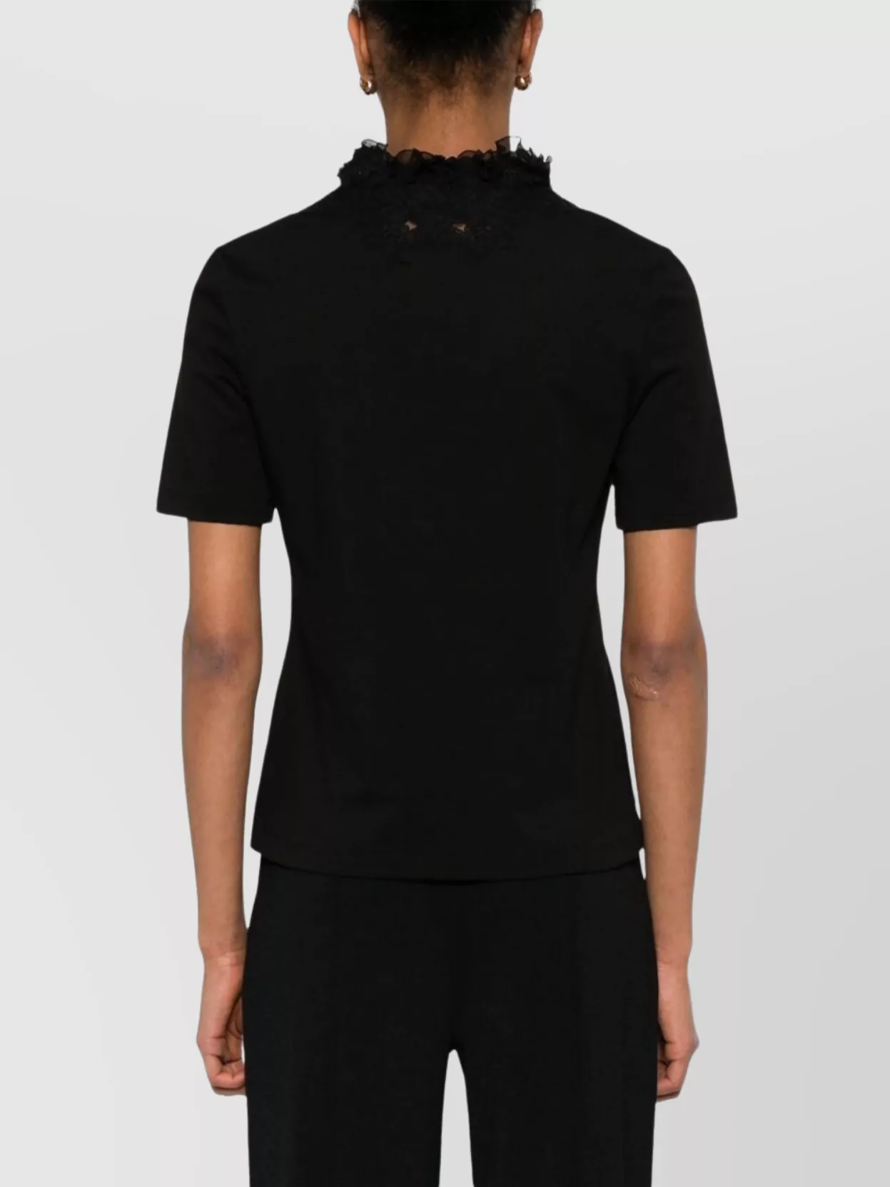 Ermanno Scervino Black Lace Detail Cotton T-shirt