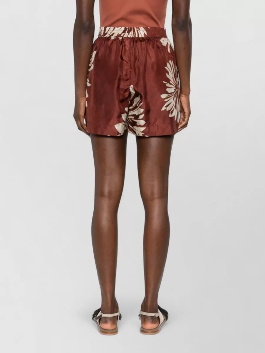 Brunello Cucinelli Silk Shorts Floral Motif Side Pockets