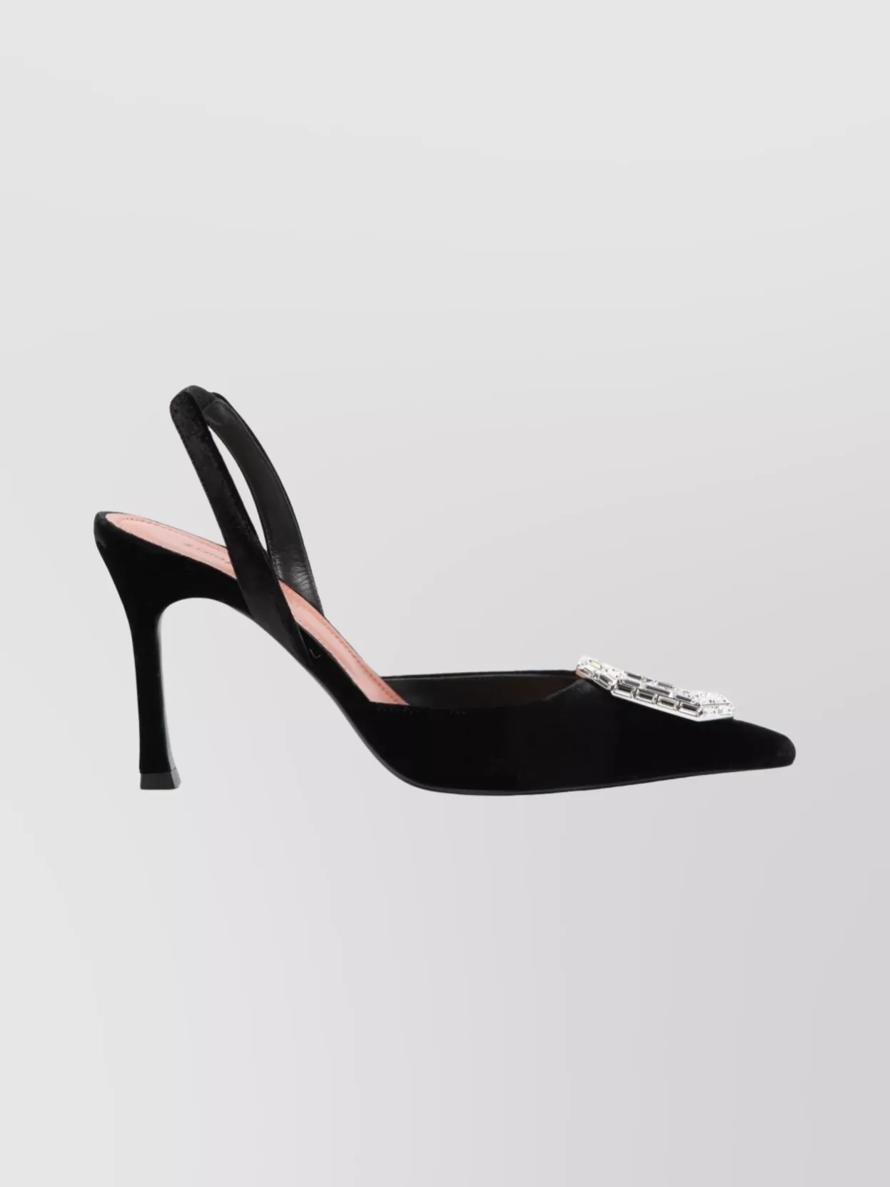 Amina Muaddi Velvet Slingback Pumps Embellished Detail