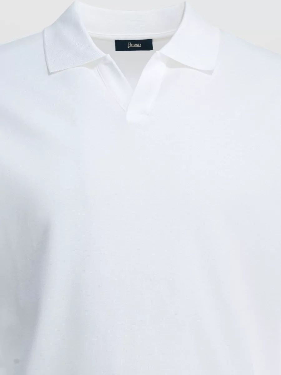 Herno Cotton Short-Sleeve Crewneck Polo Shirt