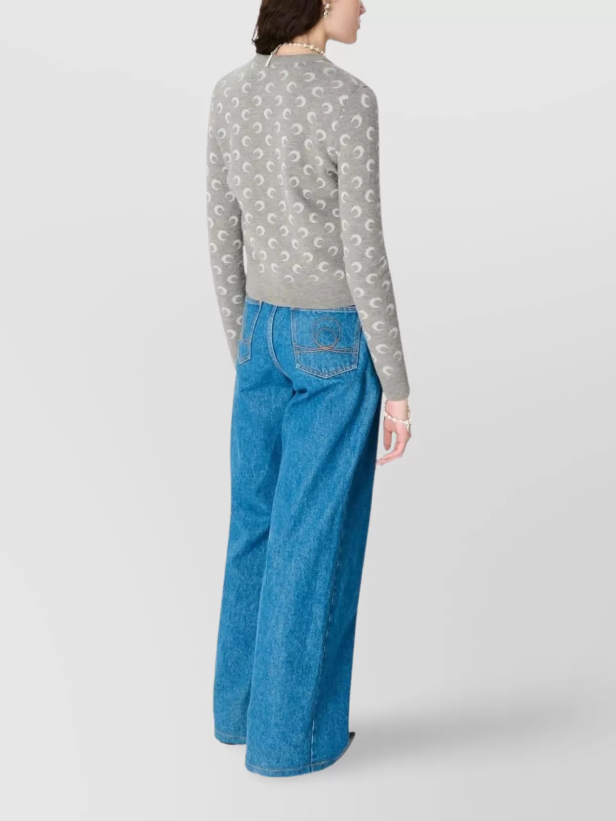 Marine Serre Crescent Moon Pattern Knit Cardigan