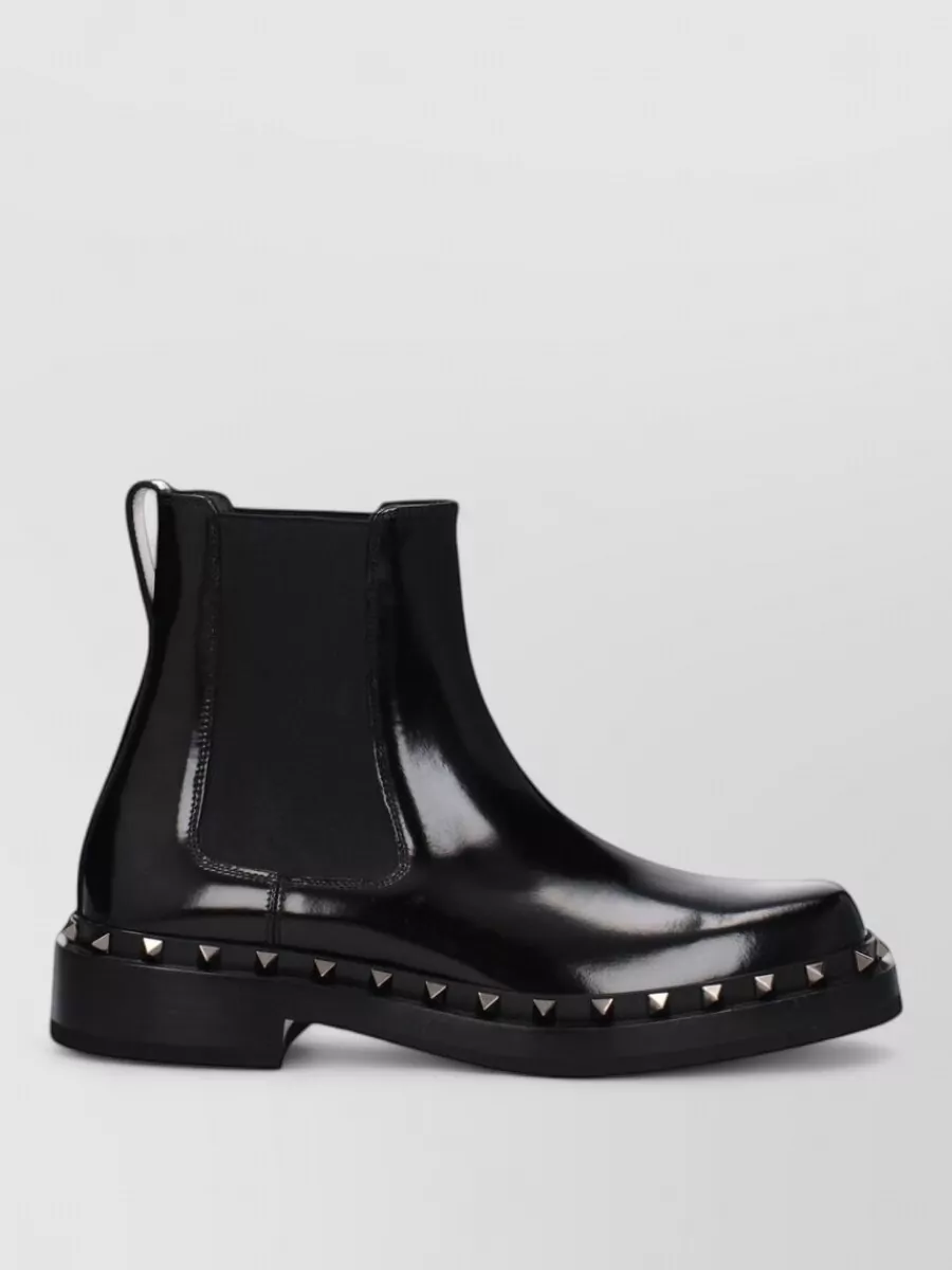 Valentino Garavani Leather Studded Ankle Boots