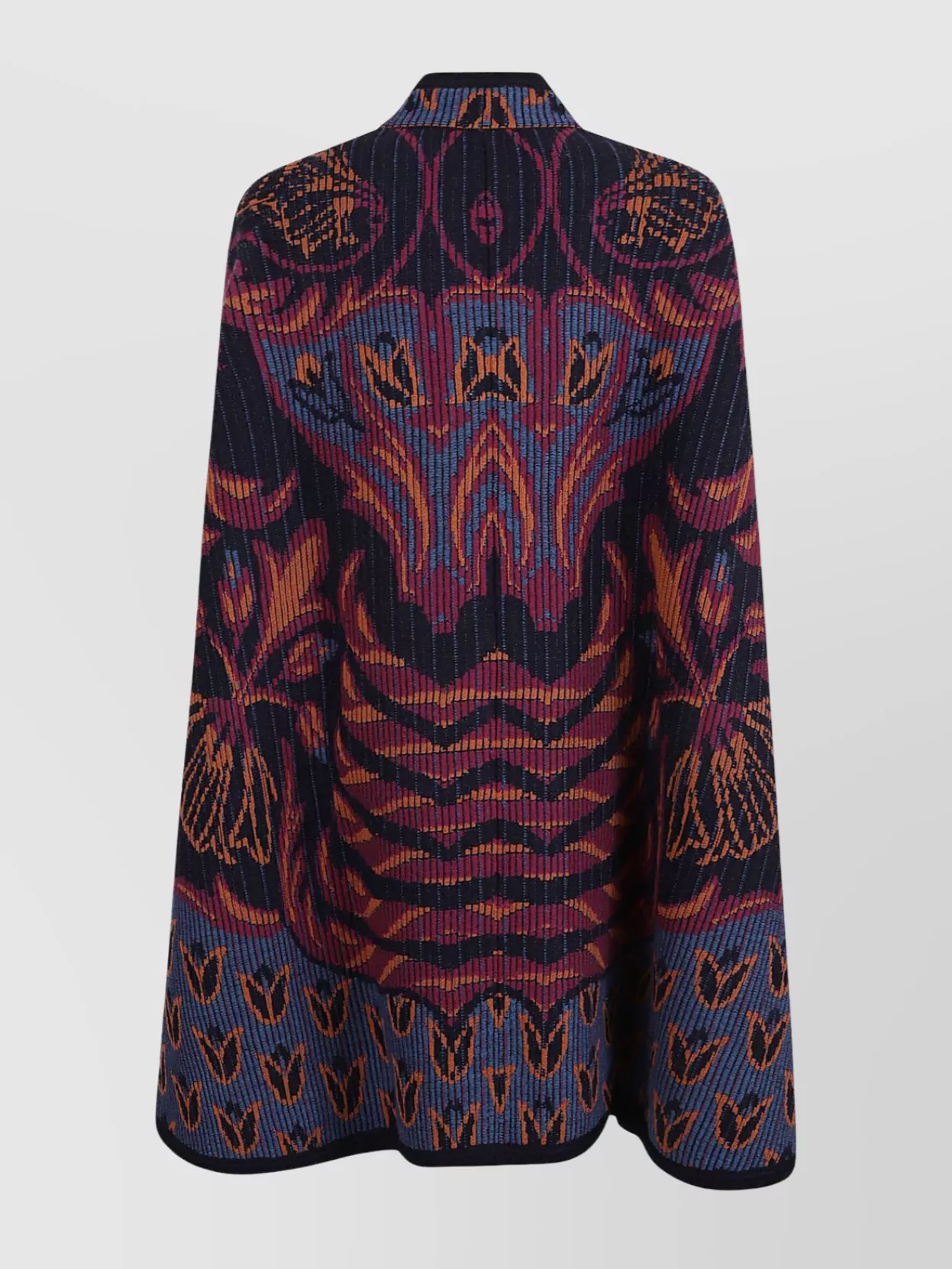 Etro Jacquard Wool And Cotton-blend Cape In Blue