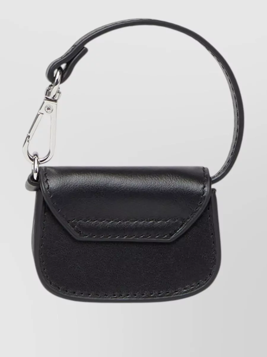Diesel leather micro charm cardholder