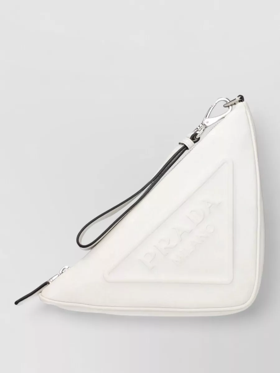 Prada triangle leather clutch bag