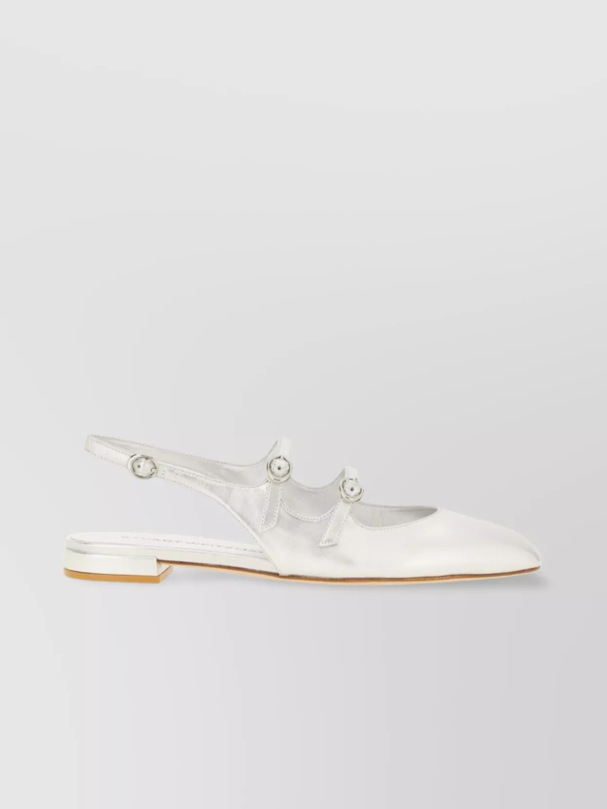 Stuart Weitzman Square Toe Metallic Finish Buckle Detail Pumps