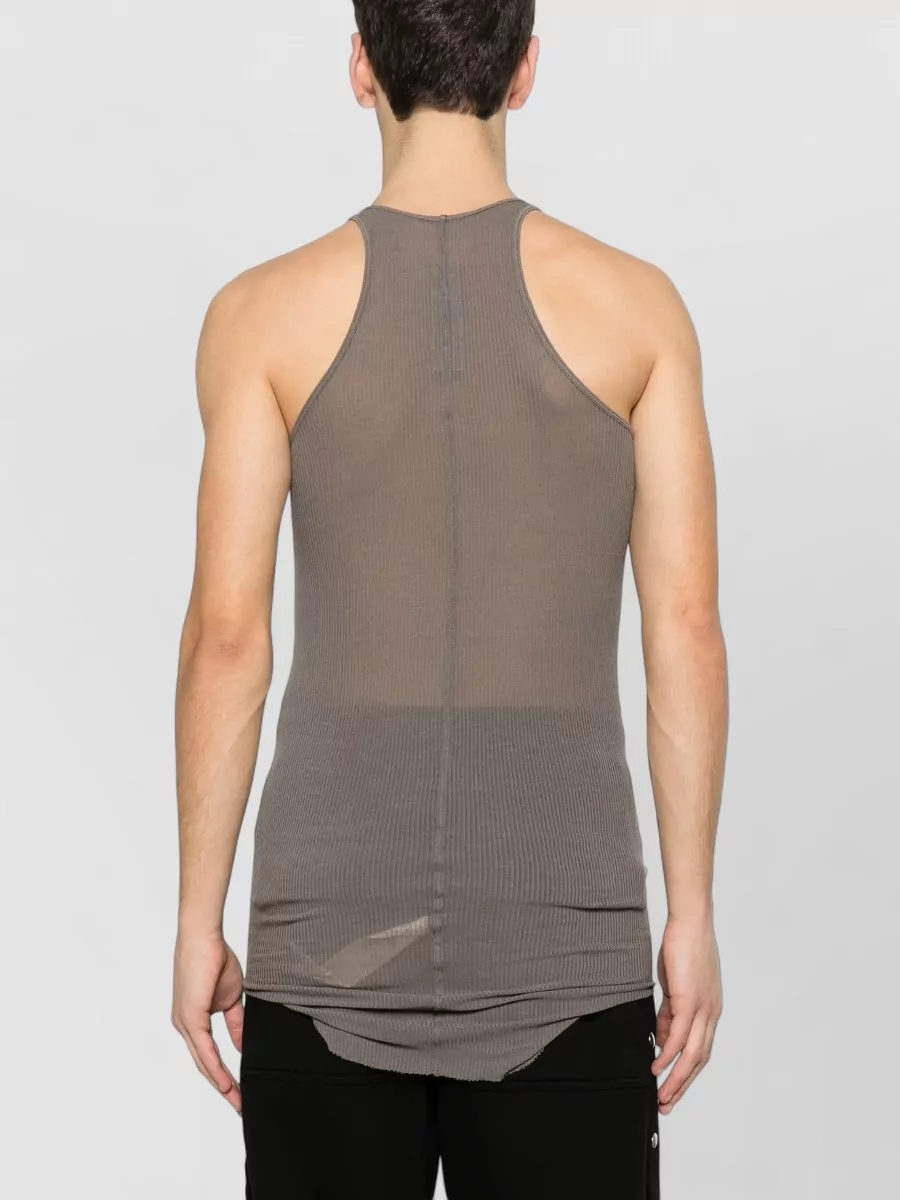 Rick Owens Silk-Blend Ribbed Sleeveless Tank Top