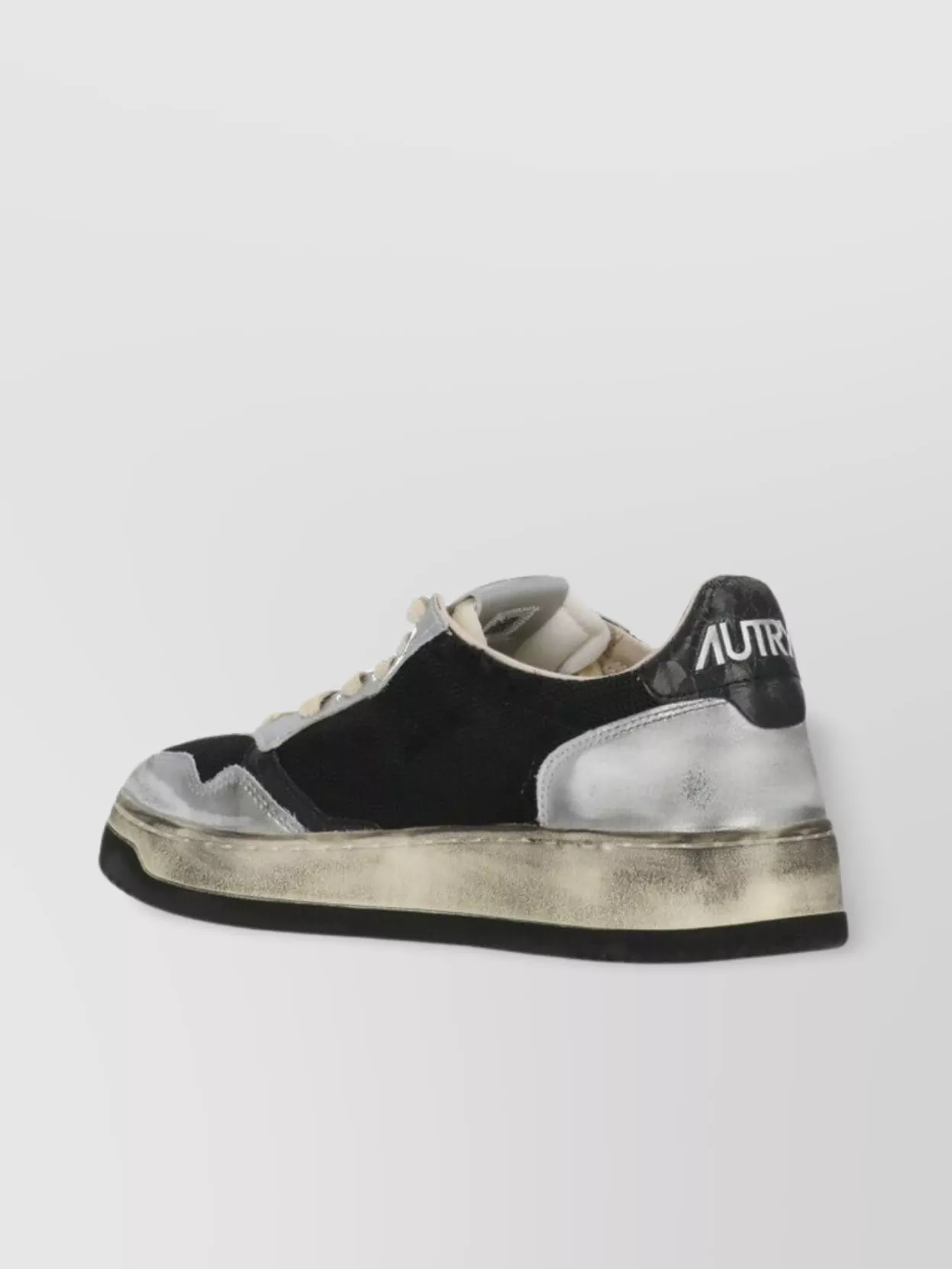 Autry Leather Low Top Sneakers With Laminated Inserts In Black