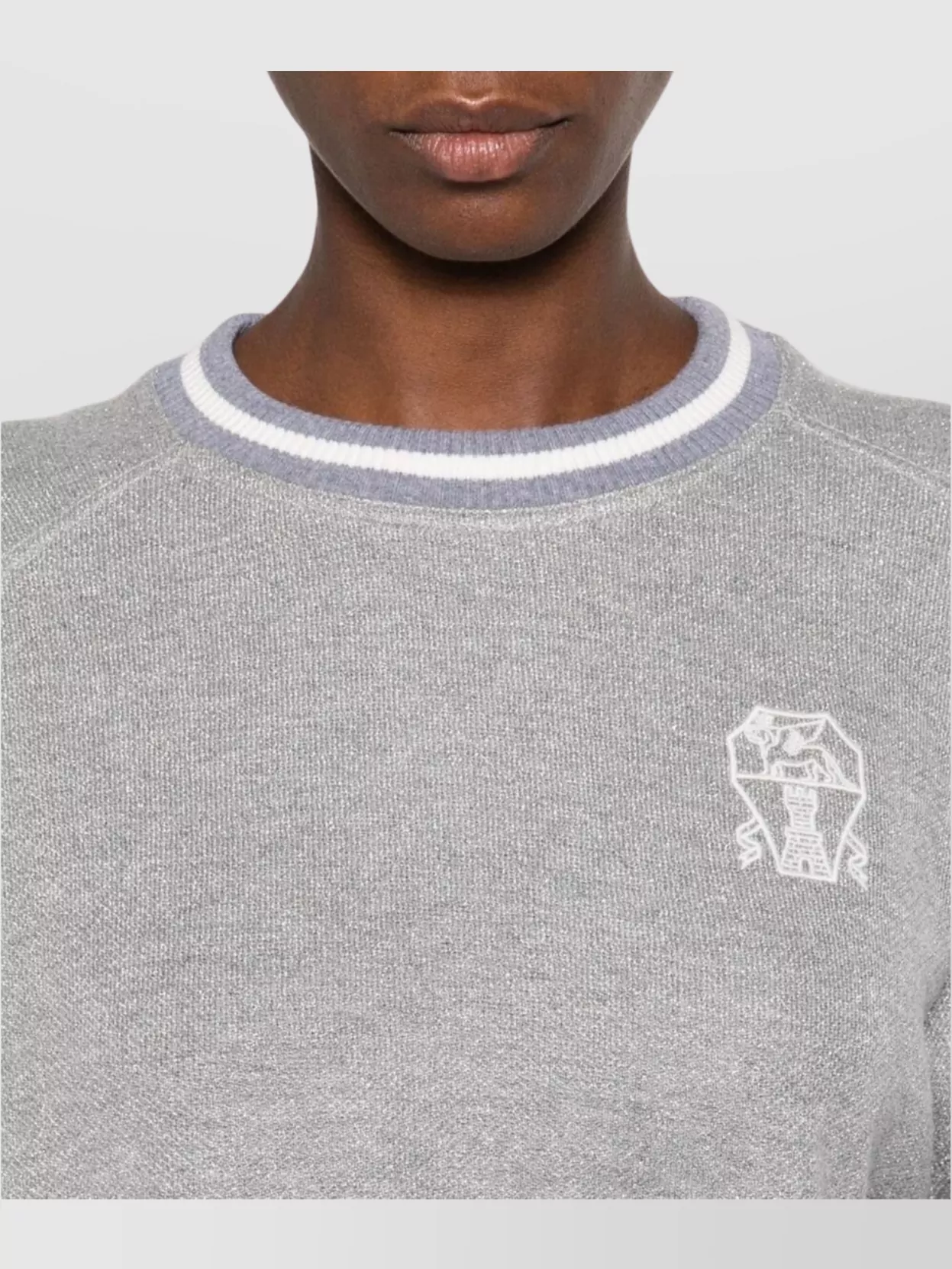 Brunello Cucinelli Crew Neck Logo Embroidered Sweatshirt
