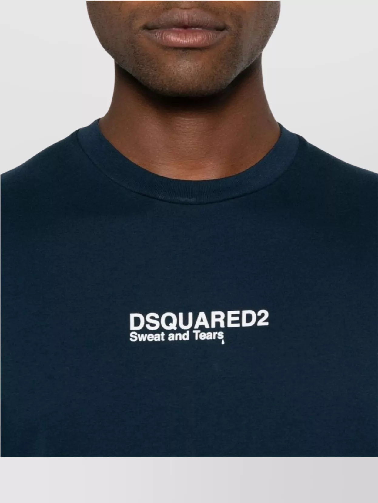 Dsquared2 Blue Crewneck T-shirt With Logo Lettering On The Front In Cotton Man In Blue