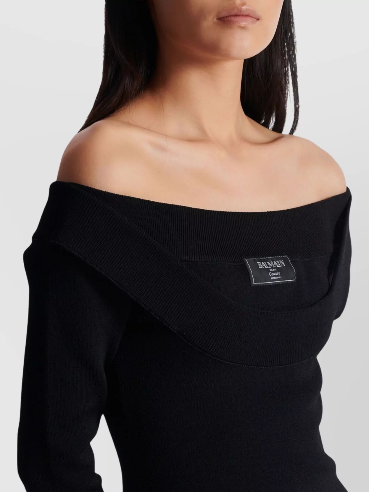 Balmain Double Collar Knit Zipped Midi Dress