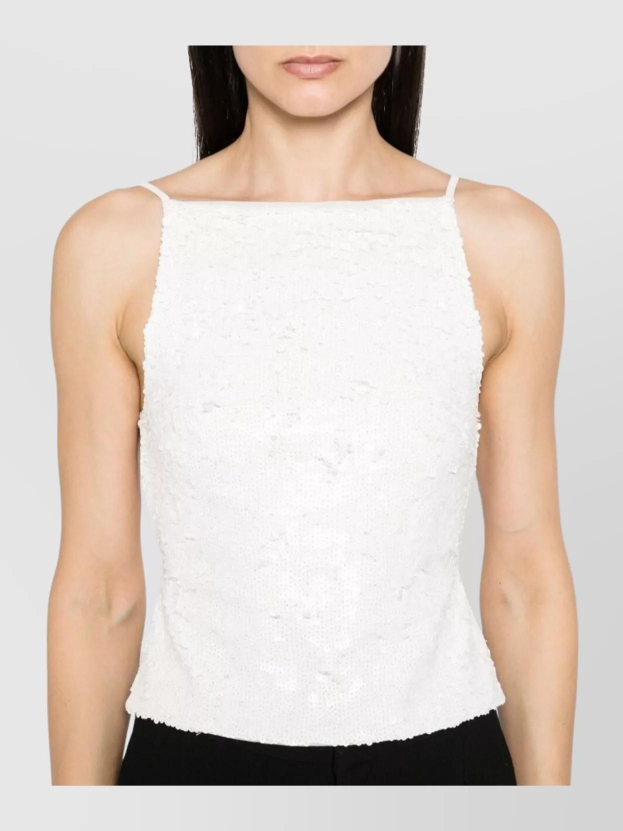 Parosh Sequin-Embellished Open-Back Top Featuring Adjustable Straps