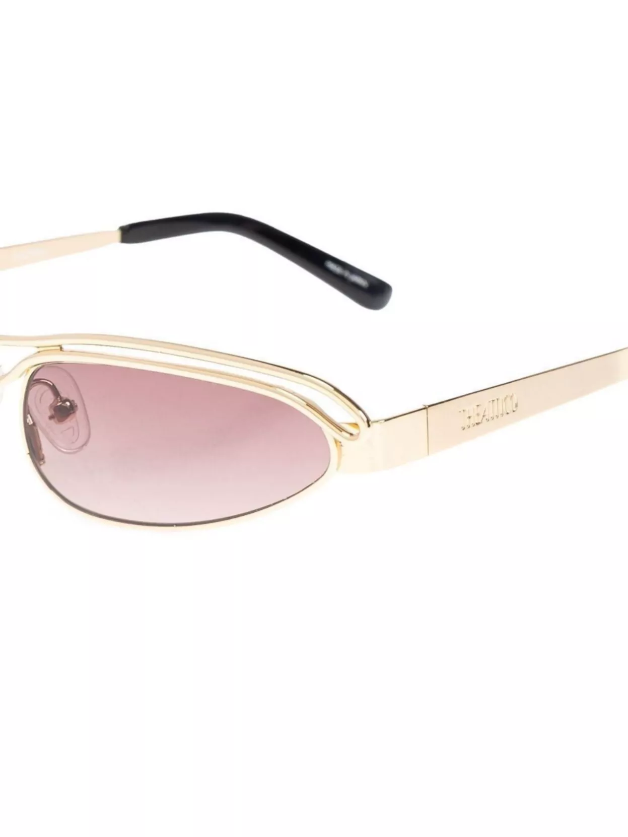 Attico Curved Tips Gold-tone Slim Frame Sunglasses In Pink