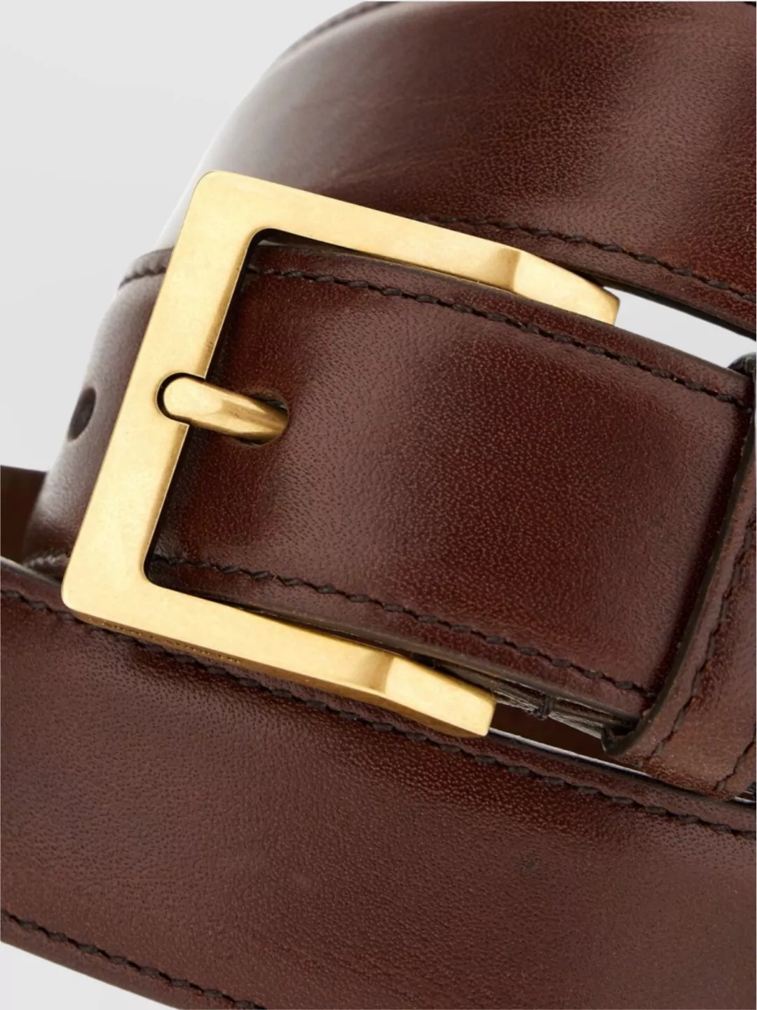 Saint Laurent Leather Belt With Adjustable Length And Gold-tone Buckle