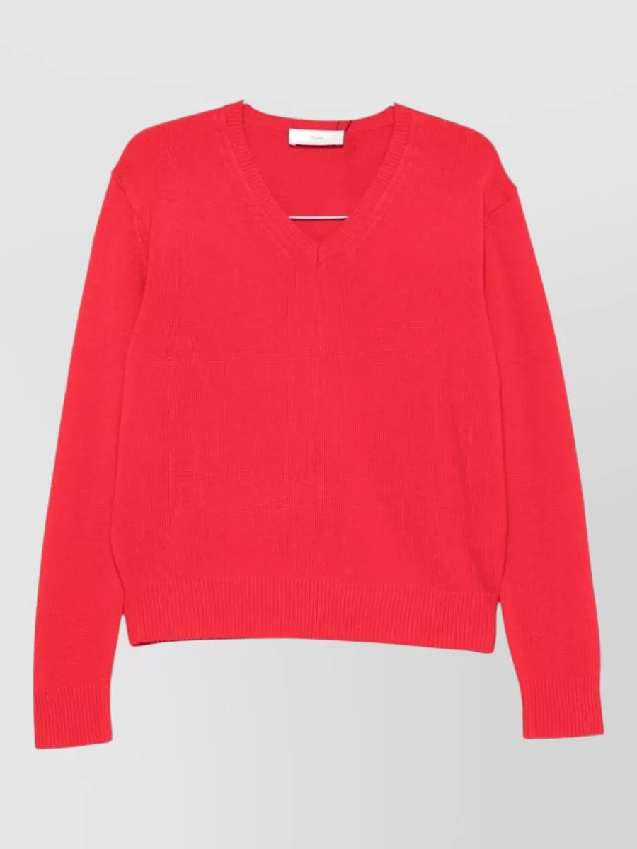 Dunst cashmere wool fine-knit v-neck long-sleeve jumper