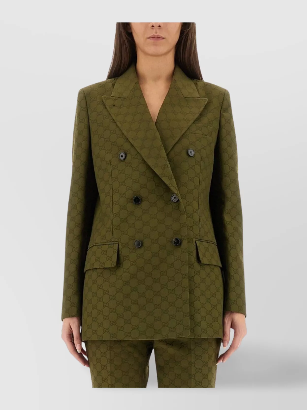 Gucci Double Breasted Jacket Flap Pockets In Green