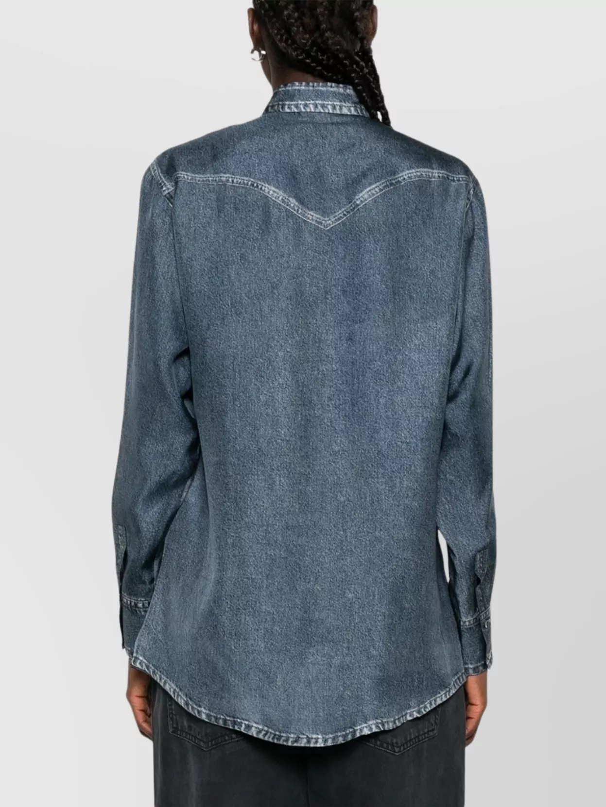 Pierre Louise Mascia Silk Shirt With Denim Pattern And Pockets
