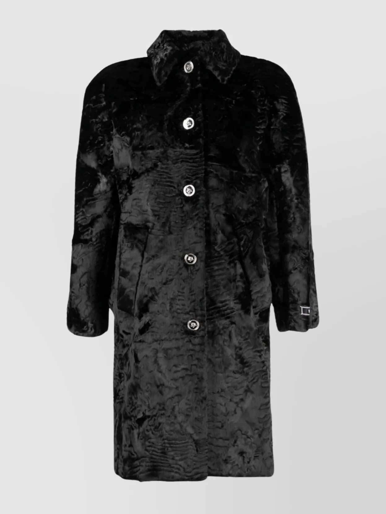 Shop Versace Sophisticated Knee-length Coat With Straight Hem In Black