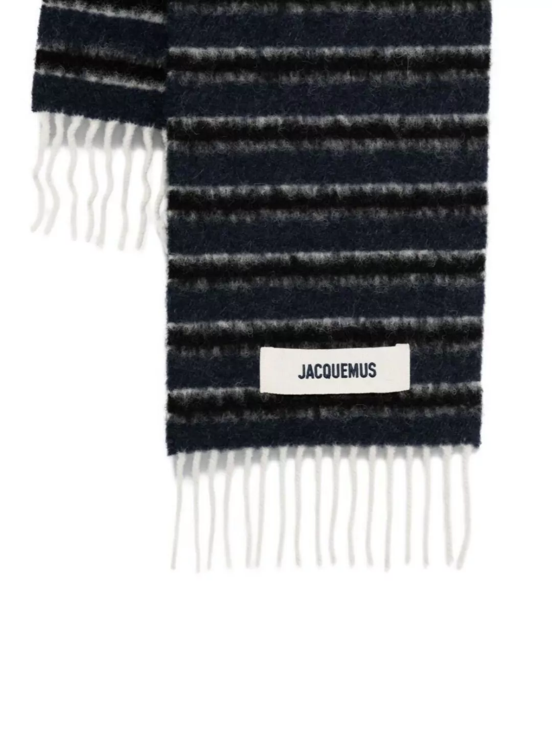 Jacquemus Wool Scarf With Striped Design And Fringe