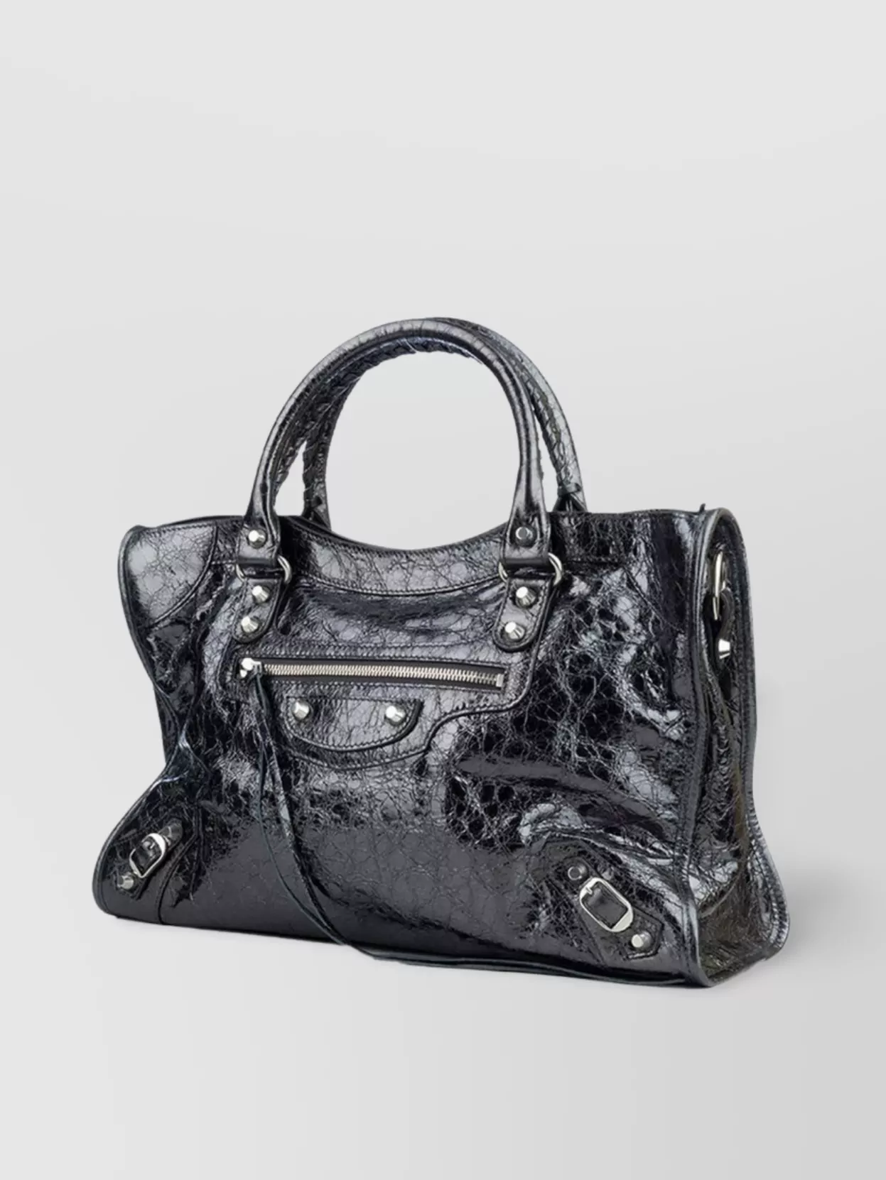 Balenciaga Handbags Structured Shape Textured Finish Top Handles Metal Studs
