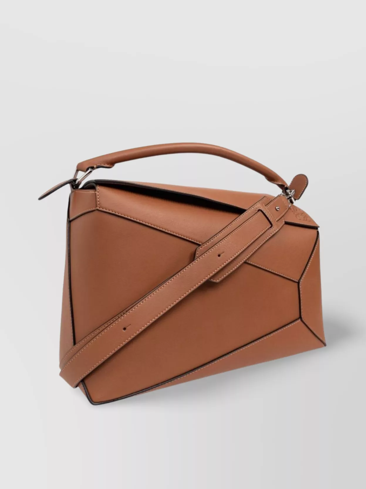 Loewe Puzzle Bag With Geometric Top Handle And Adjustable Strap In Brown