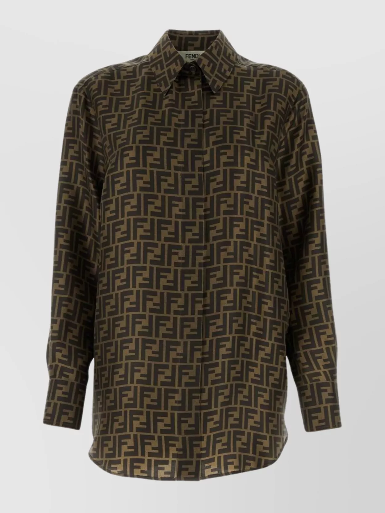Shop Fendi Twill Shirt Featuring Printed Pattern