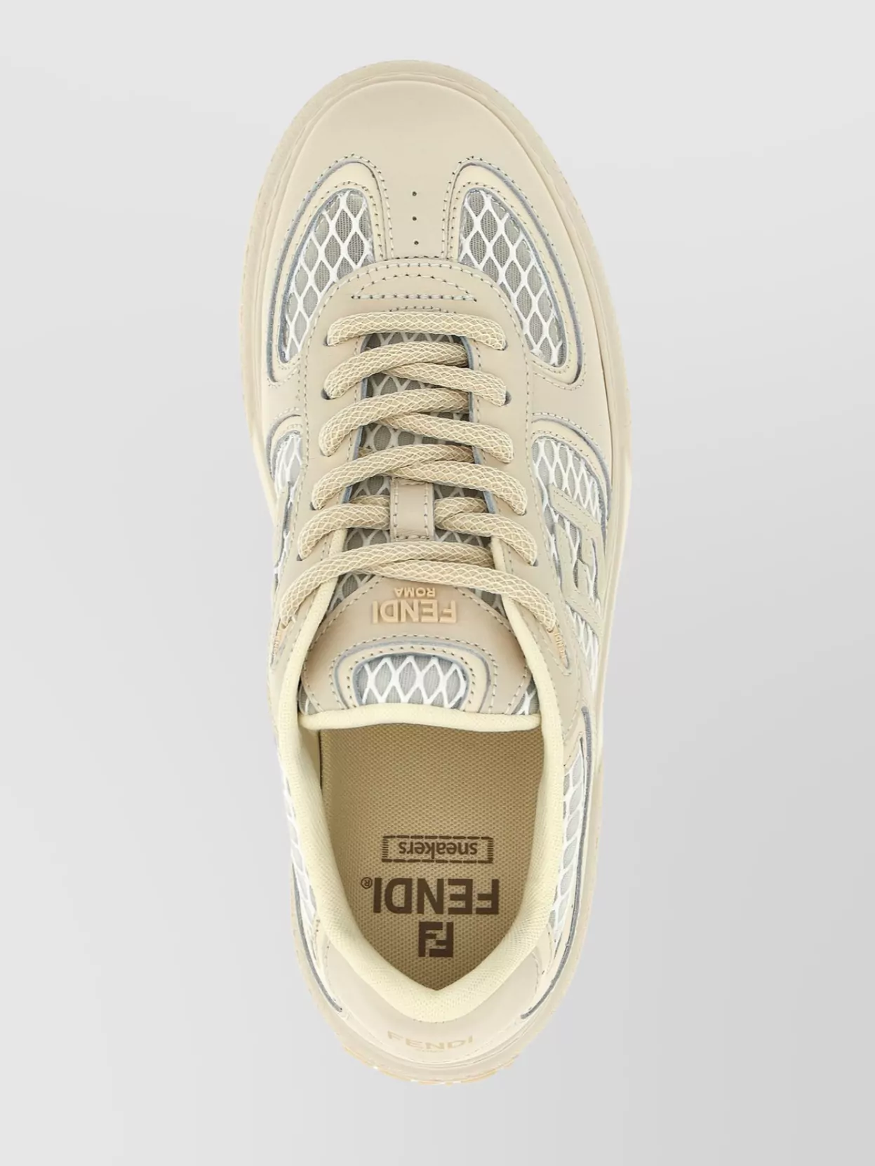 Fendi White Leather And Mesh Platform Low-tops