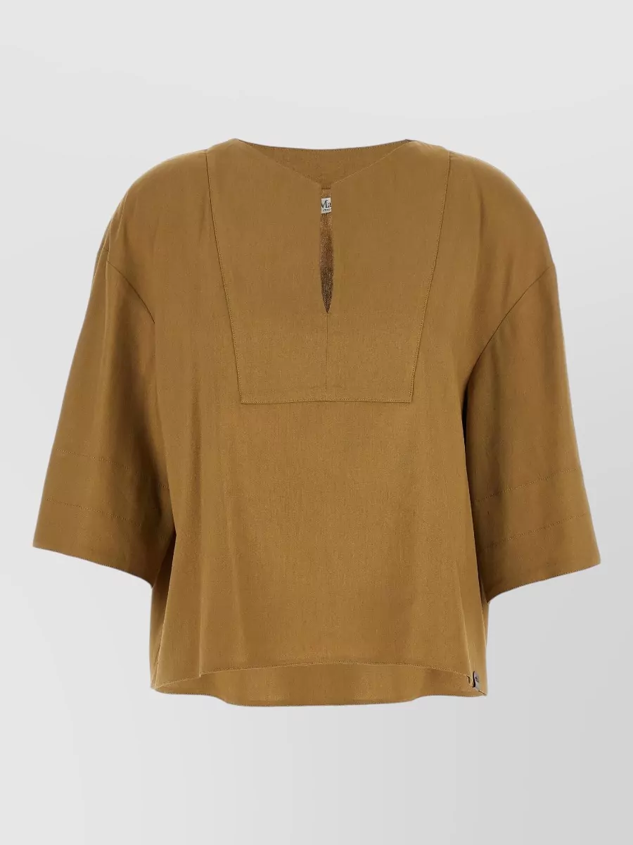 Max Mara linen boat neck cropped blouse