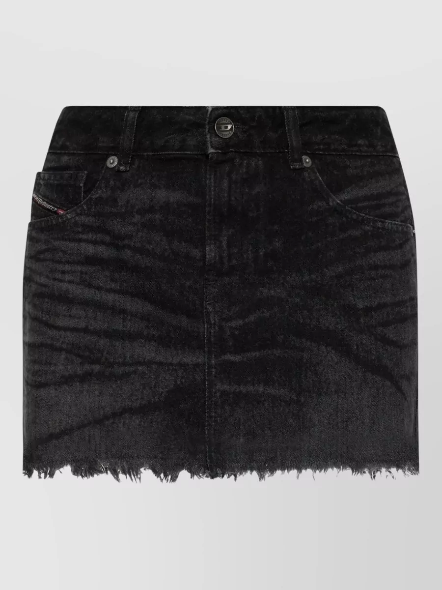 Diesel denim frayed-hem mini skirt
