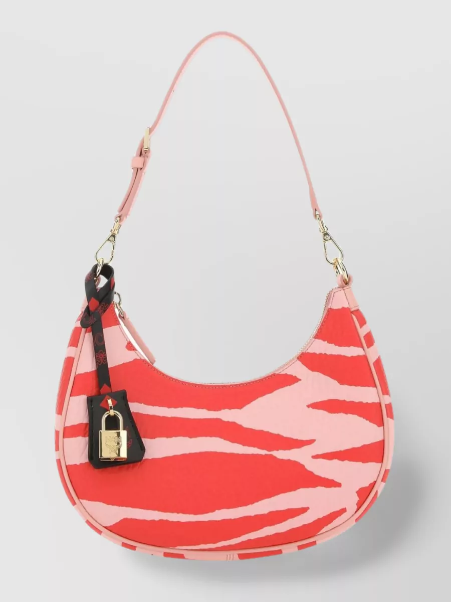 Shop Mcm Compact Safari Print Shoulder Bag In Red