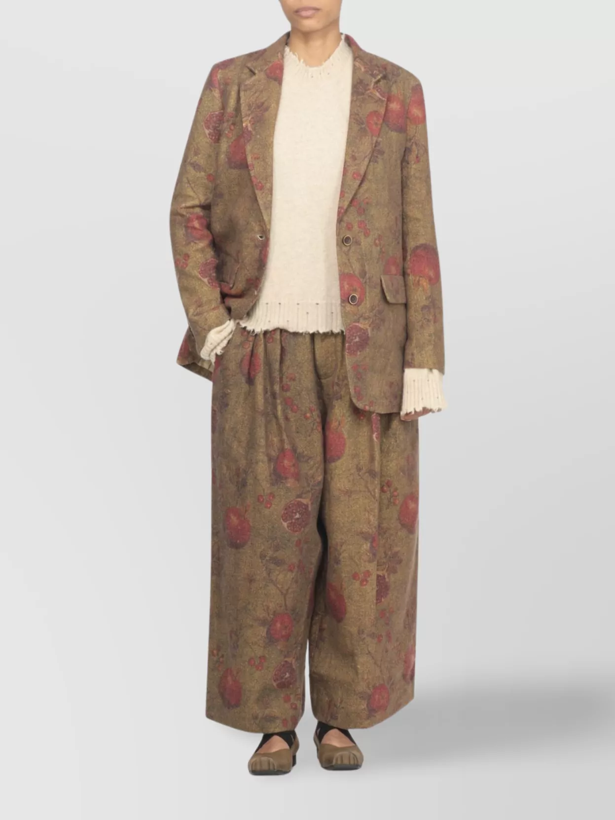 Uma Wang Wide-Leg Floral Pattern Trousers