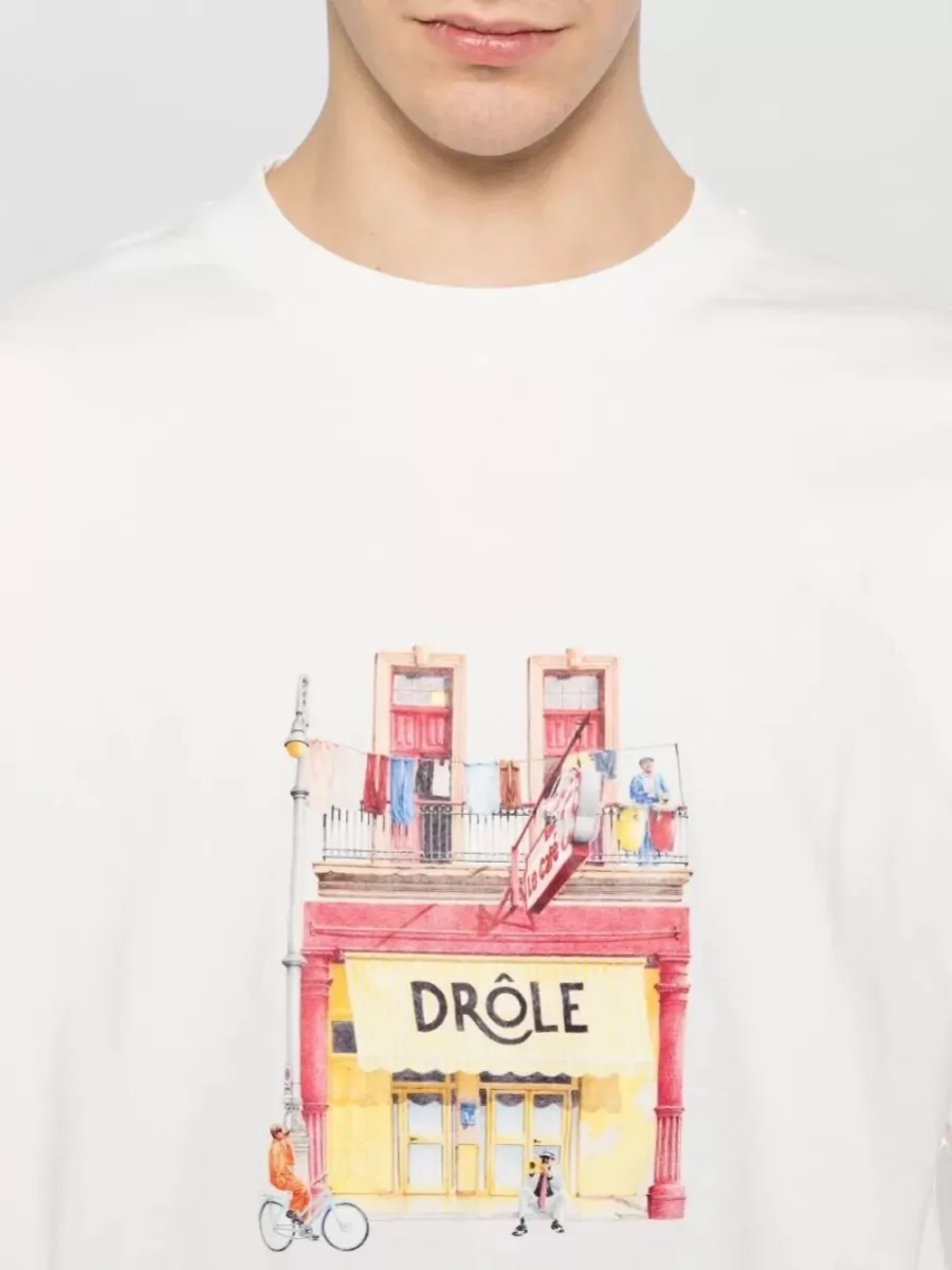 Drôle De Monsieur Cafe Graphic Logo Relaxed Fit T Shirt