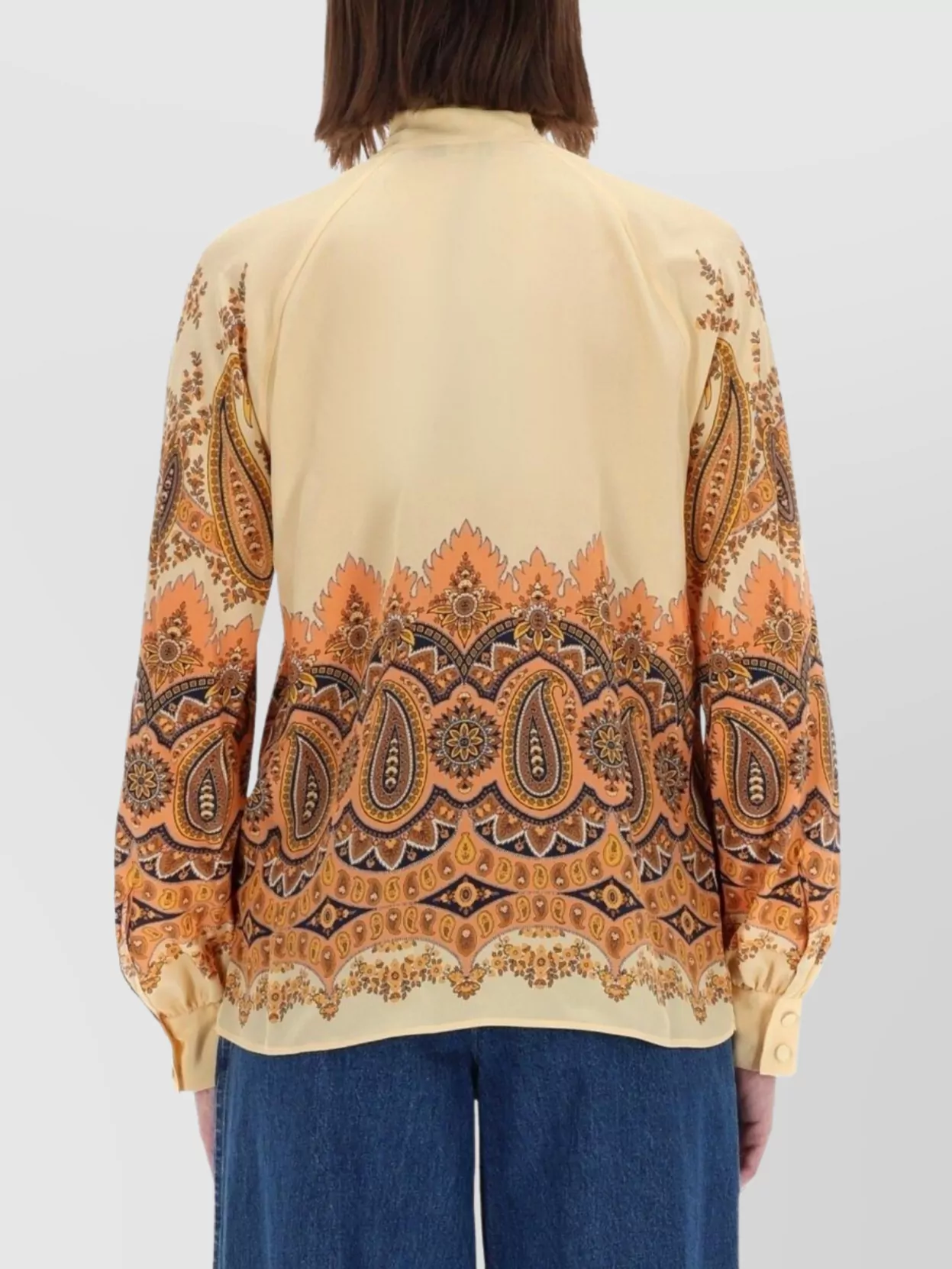 Etro Long Sleeve Paisley Bow Tie Top