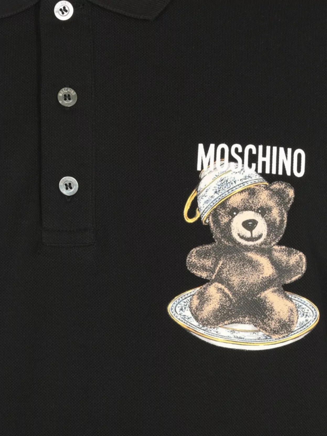 Moschino Cotton Polo Shirt With Teddy Bear Logo