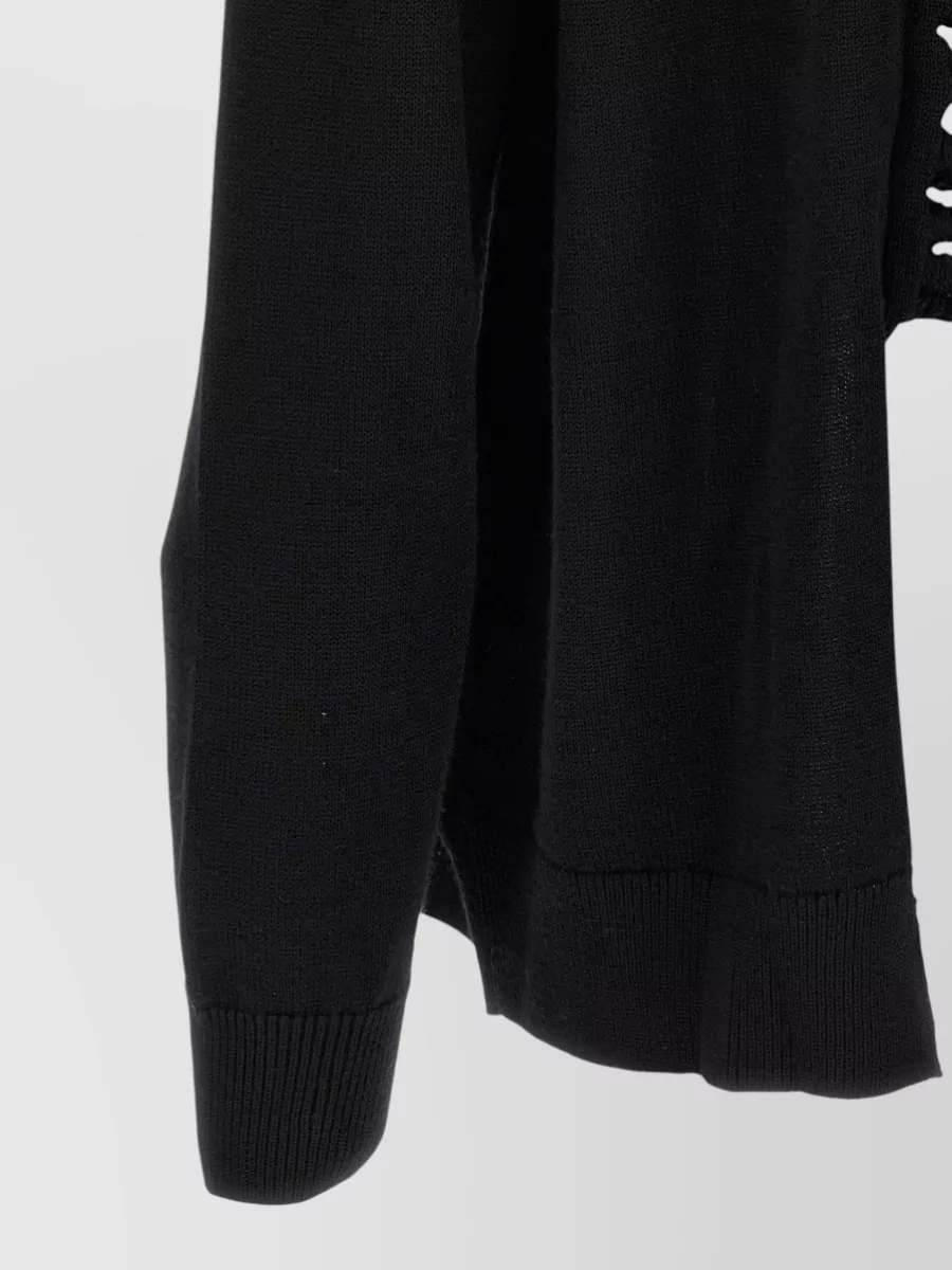 Comme Des Garçons Wool Open Knit V Neck Cardigan
