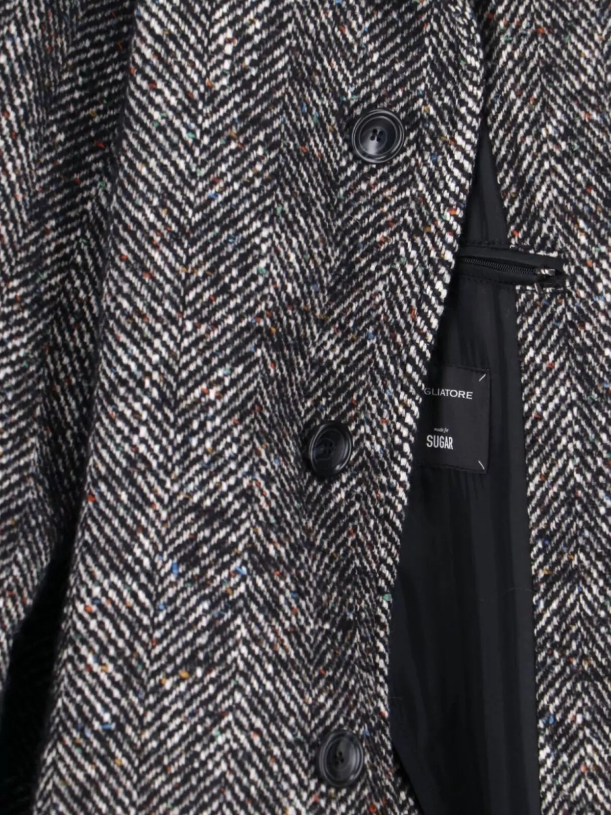 Tagliatore Herringbone Pattern Long Jacket Belted