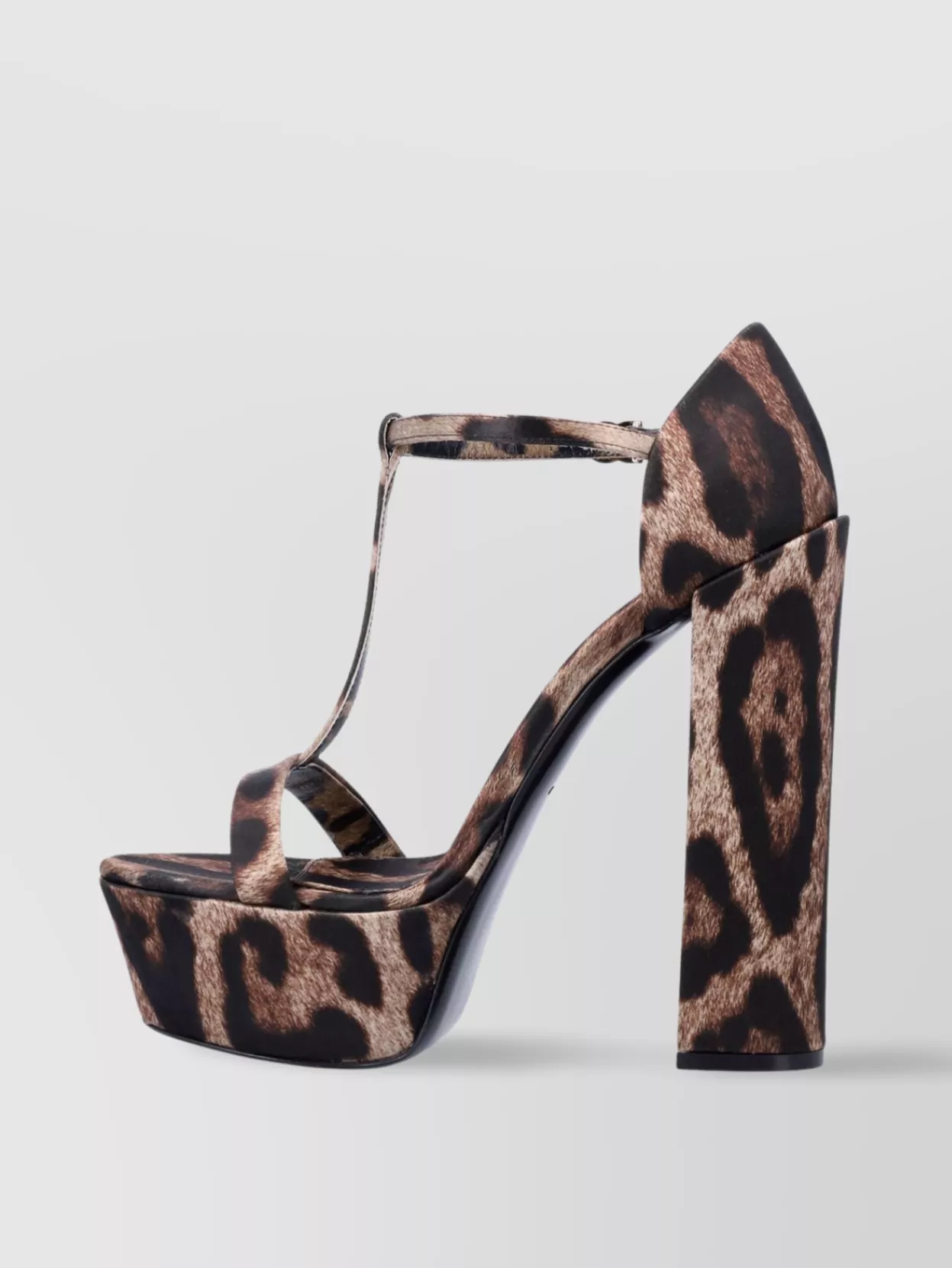 Dolce & Gabbana Keira Leopard Satin T-strap Platform Sandals