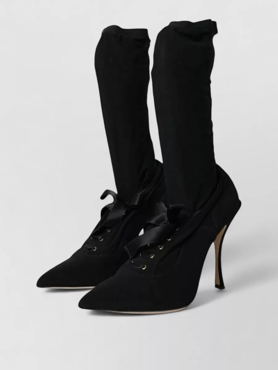 Dolce&Gabbana knit stiletto mid calf boots