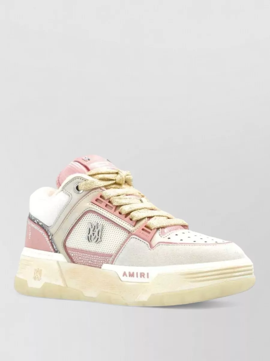 Amiri Crystal-Embellished Leather Low-Top Sneakers